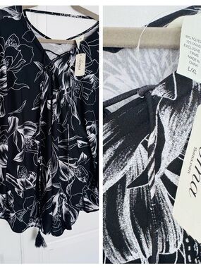 Soma Black and White Floral Skater Skirt